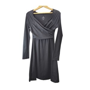 PRANA TALLY DRESS Long Sleeve Wrap‎ Dress Hidden Inside Pocket Small Black